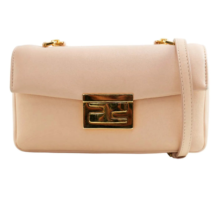 Peach Leather Mini Be Baguette Flap Shoulder Bag