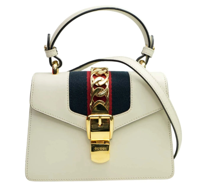 White Smooth Leather Small Sylvie Shoulder Bag