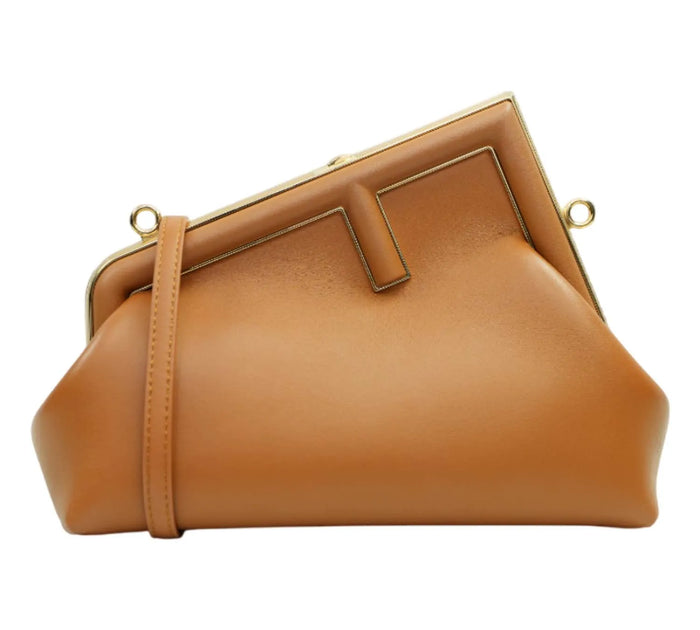 Tan Leather Small First Clutch Bag