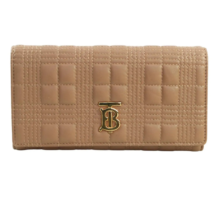 Beige Lola Quilted Lambskin Continental Wallet