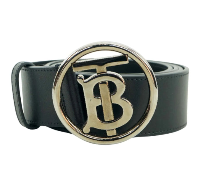 TB Logo Motif Plaque Buckle Black Belt Size - 105 Cm