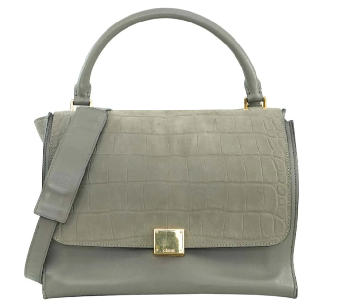 Grey Suede Trapeze Hand Bag