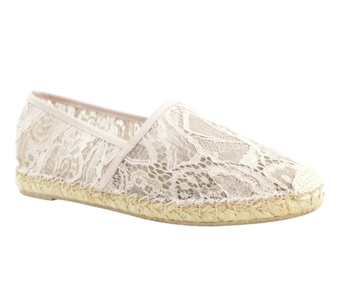 Pink Lace & Mesh Espadrille Flats Size 37- Eur