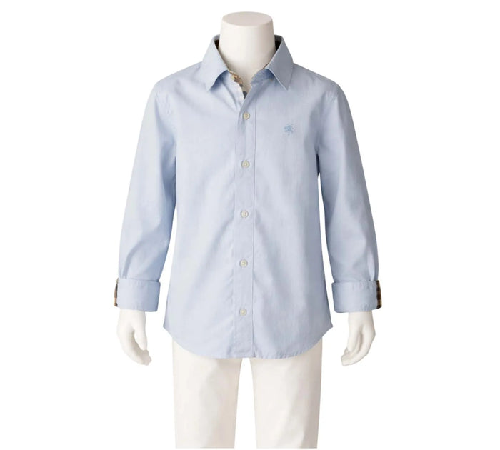 Light Blue Cambridge Long Sleeve Kid's Shirt Size - 135/68