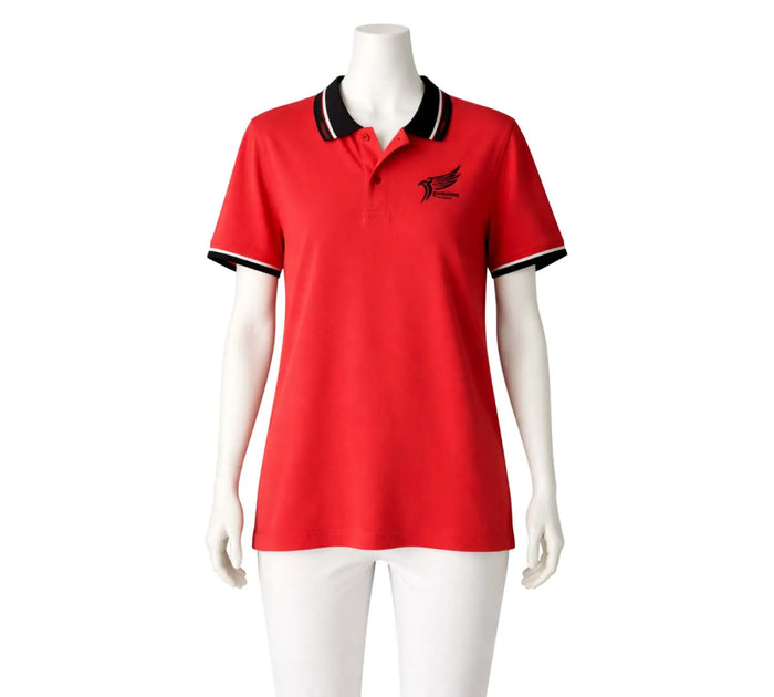 Red Sport Logo-Print Polo T-Shirt Size - S