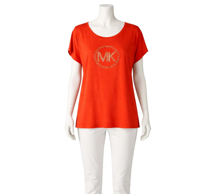 Red Embellished Logo T-Shirt Size - M