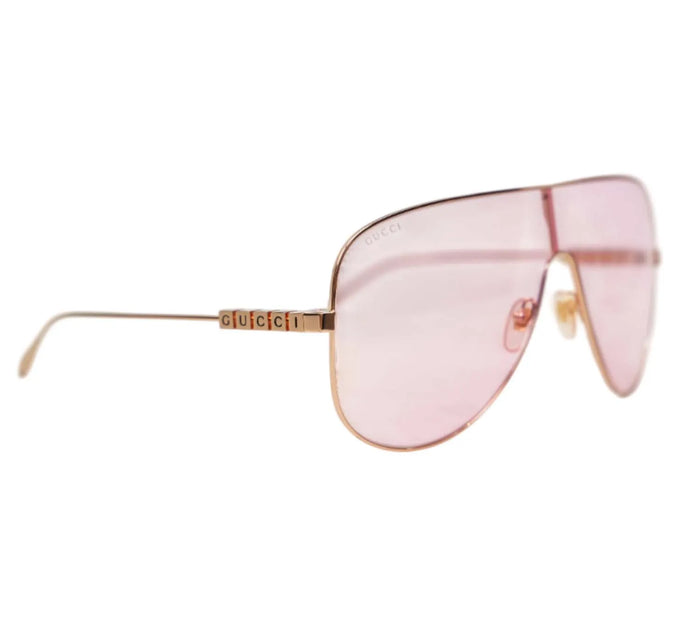 Pink Tinted Lettering Mask Sunglasses