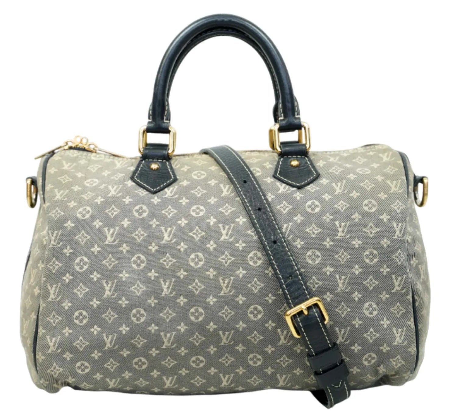 Louis Vuitton Speedy Bandouliere 30 Encre Idylle monogram bag in soft fabric with leather trim and classic LV pattern