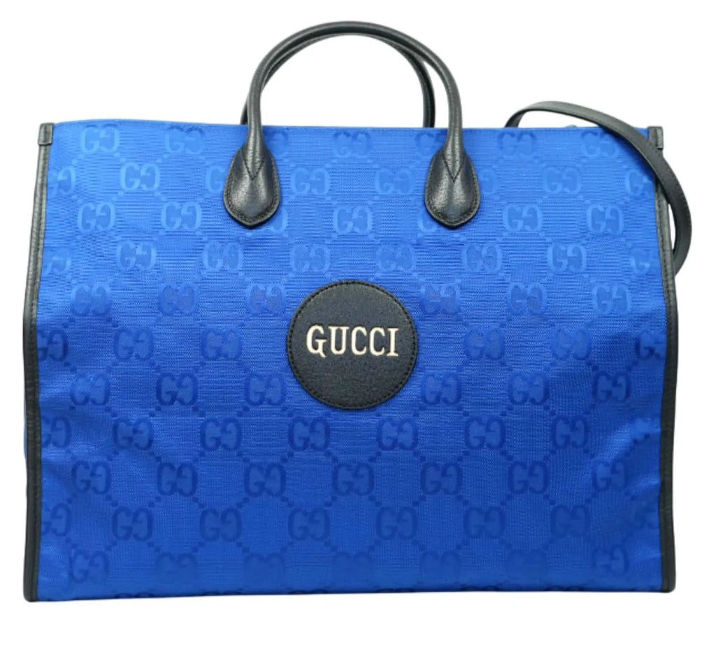 Gucci blue GG nylon Off The Grid tote bag with eco-friendly material and logo pattern