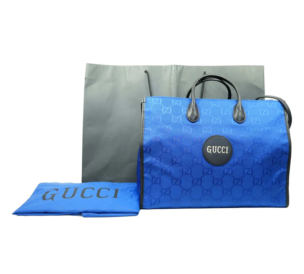 Gucci Off The Grid tote made from recycled nylon in blue with GG monogram