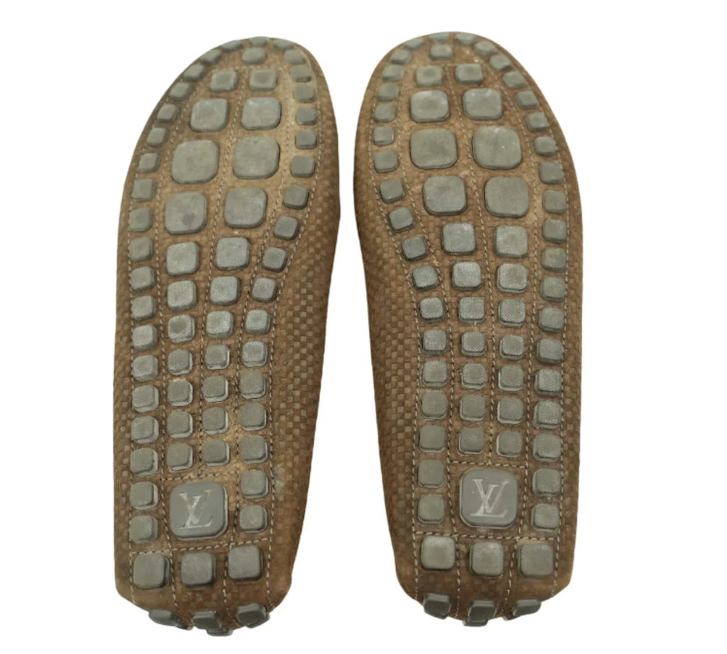 authentic Louis Vuitton brown suede Navajo loafers for sale size 11.5 EU