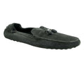 Louis Vuitton black suede Imola tassel loafers with classic slip-on design and luxury finish, size 10.5 EU