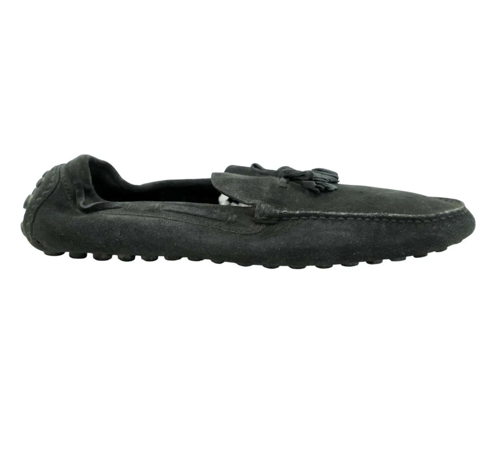 authentic Louis Vuitton black suede Imola tassel loafers for sale size 10.5 EU