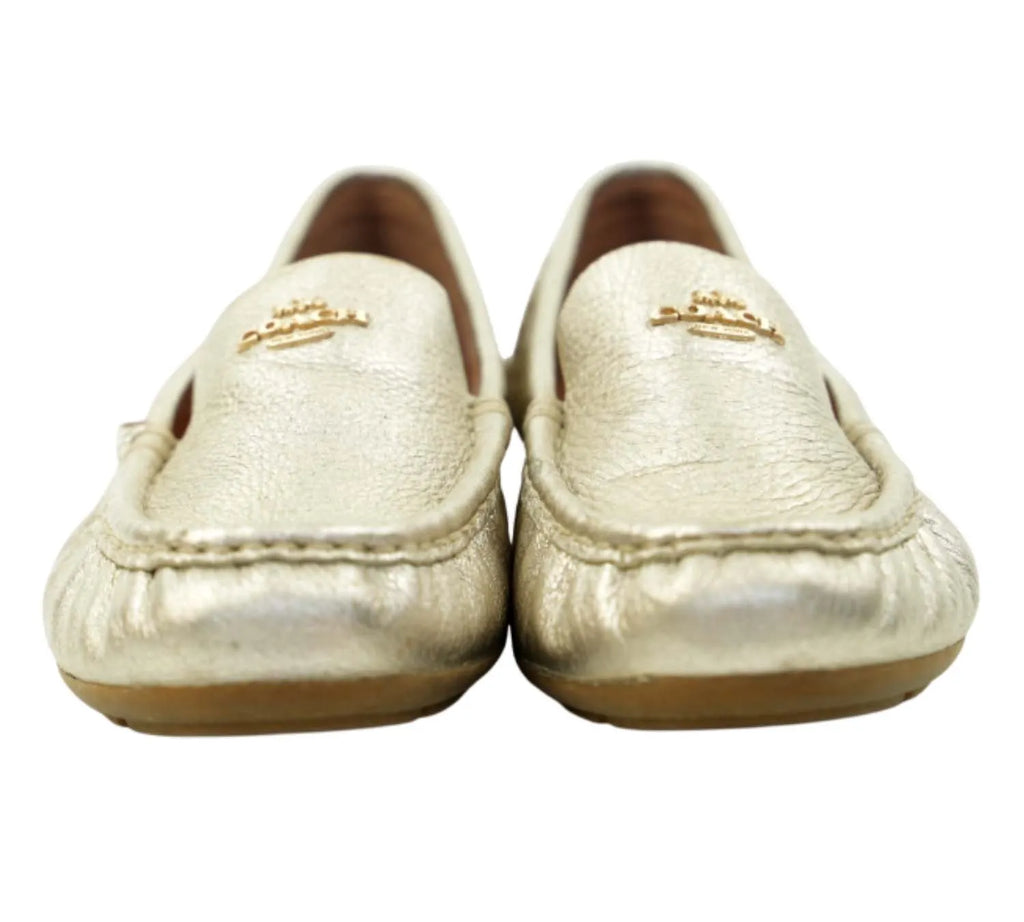 Coach champagne Marley driver loafers with metallic finish and rubber sole, size 38 EU