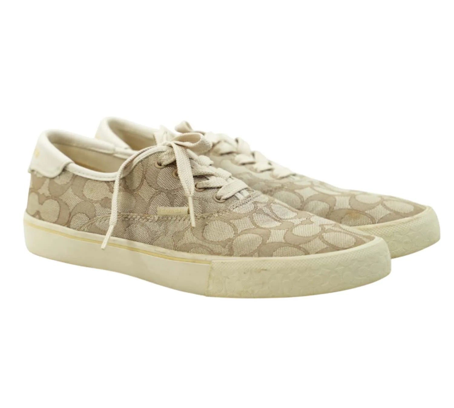 minimal Coach stone chalk sneakers with signature print and clean design