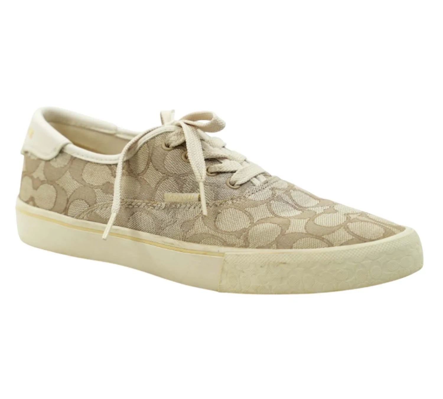 Coach Citysole skate sneakers in stone and chalk signature canvas with cushioned sole, size 38 EU