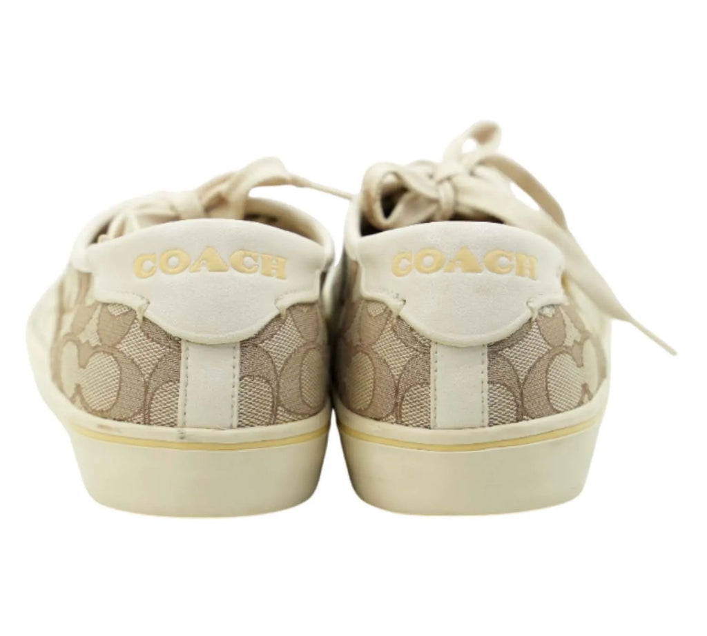 editorial style Coach stone chalk sneakers styled with casual outfit
