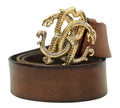 Roberto Cavalli snake leather belt with mirror monogram buckle size 90 cm luxury accessory