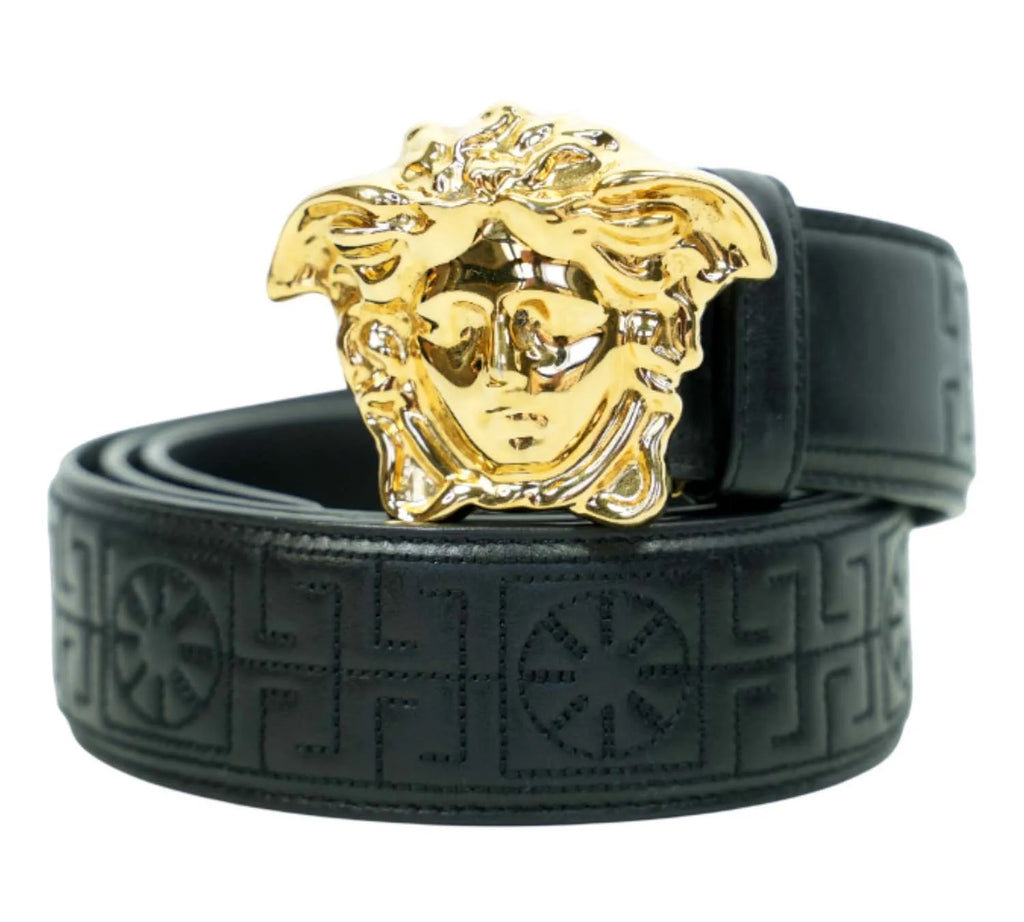Versace leather belt with La Medusa head buckle size 90 cm, luxury designer accessory