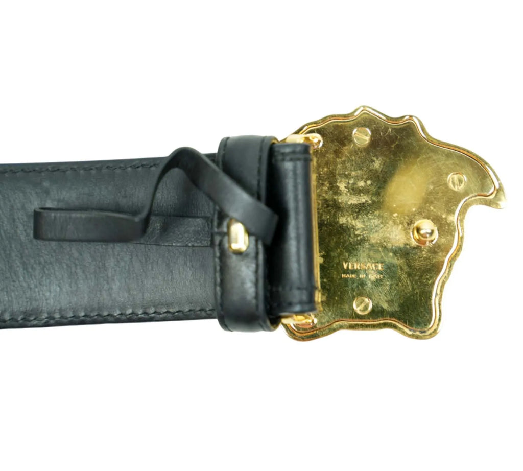 Versace Medusa belt styled for casual and formal outfits