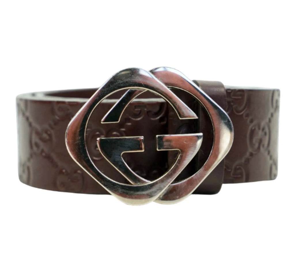 Gucci brown leather belt with iconic G buckle, ideal luxury gift