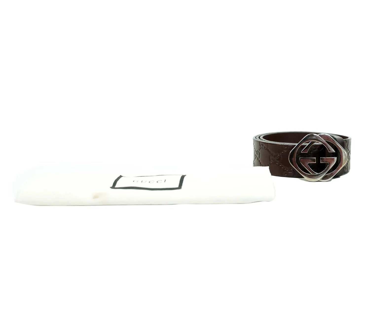 Gucci brown leather belt with finely crafted interlocking G buckle, premium Italian design