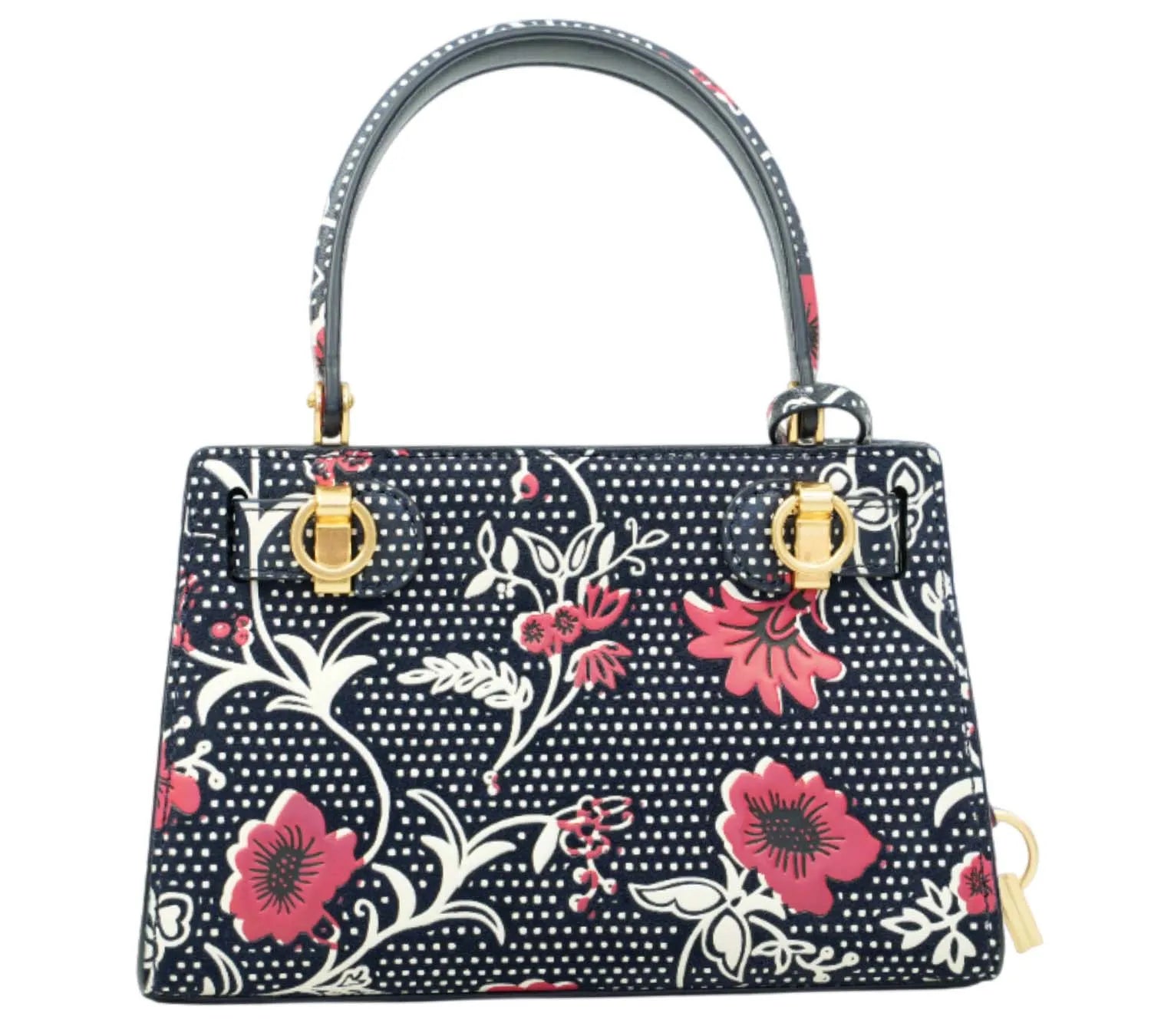minimal floral suede tote bag by Tory Burch with structured shape
