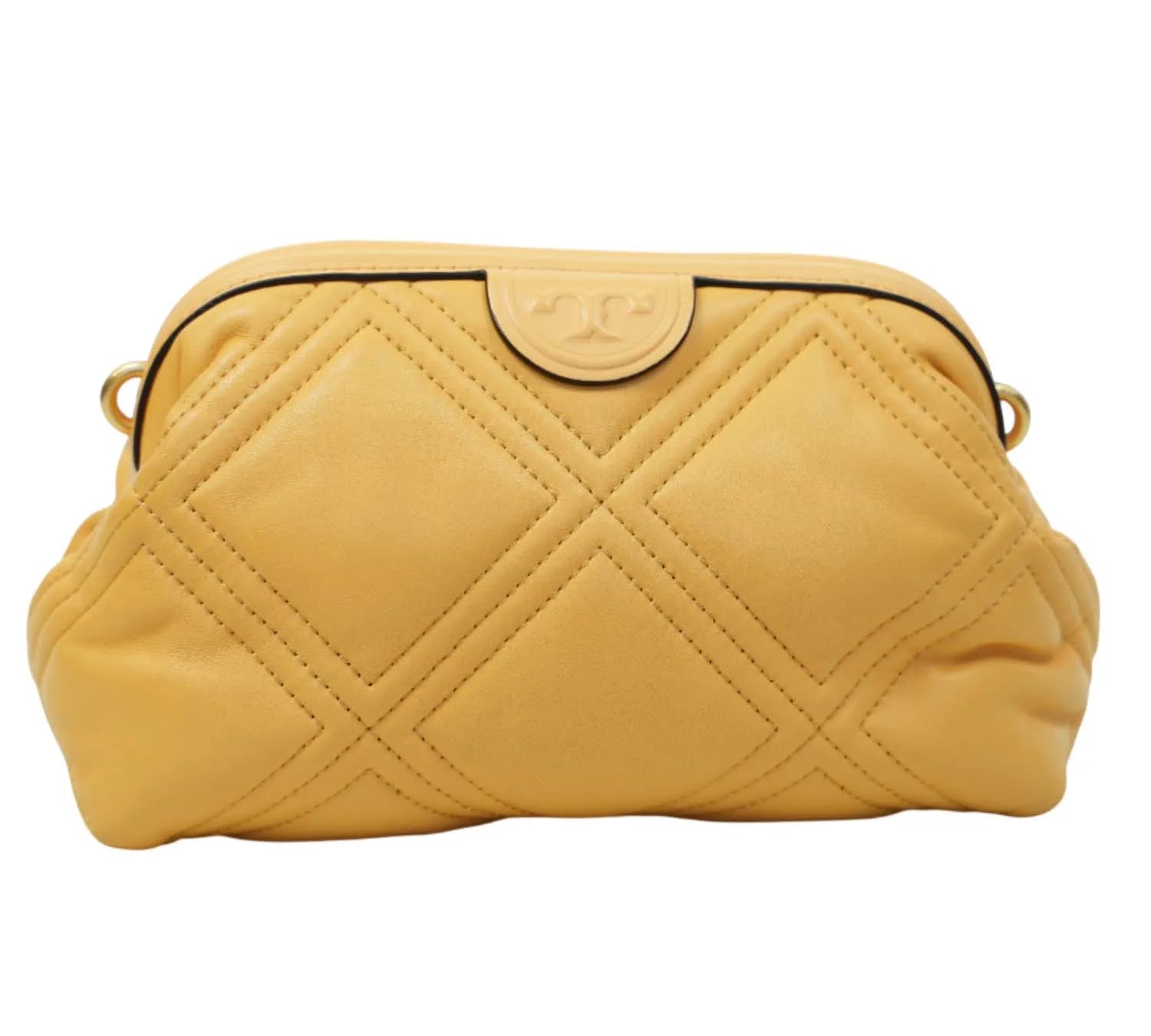 minimal Tory Burch crossbody bag with quilted leather and soft frame silhouette