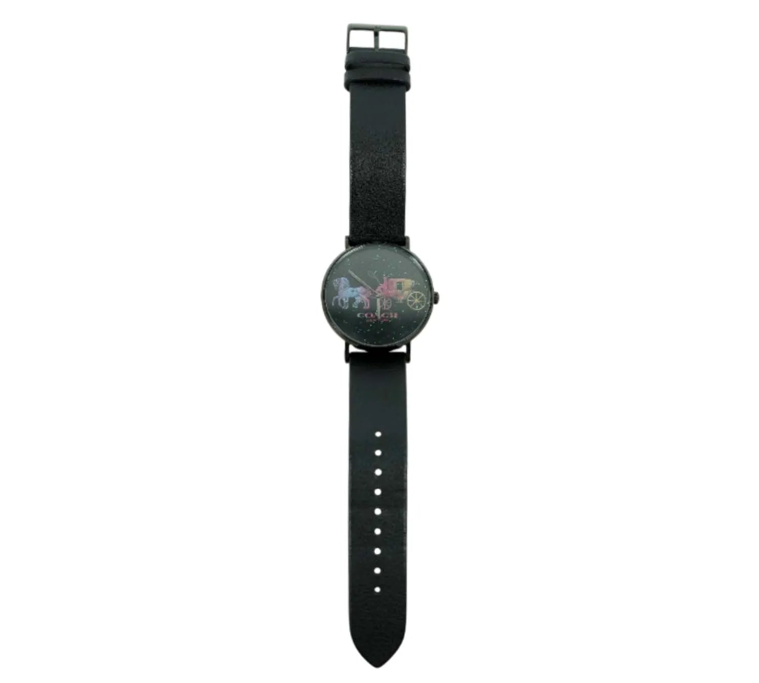 authentic Coach Perry black leather watch for sale, elegant designer timepiece