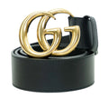 Gucci black leather GG Marmont belt size 90 cm for women with double G buckle