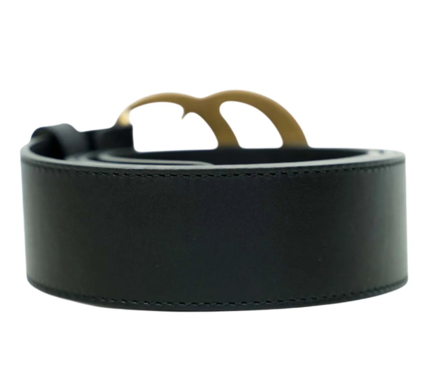 minimal Gucci black leather belt with GG Marmont buckle