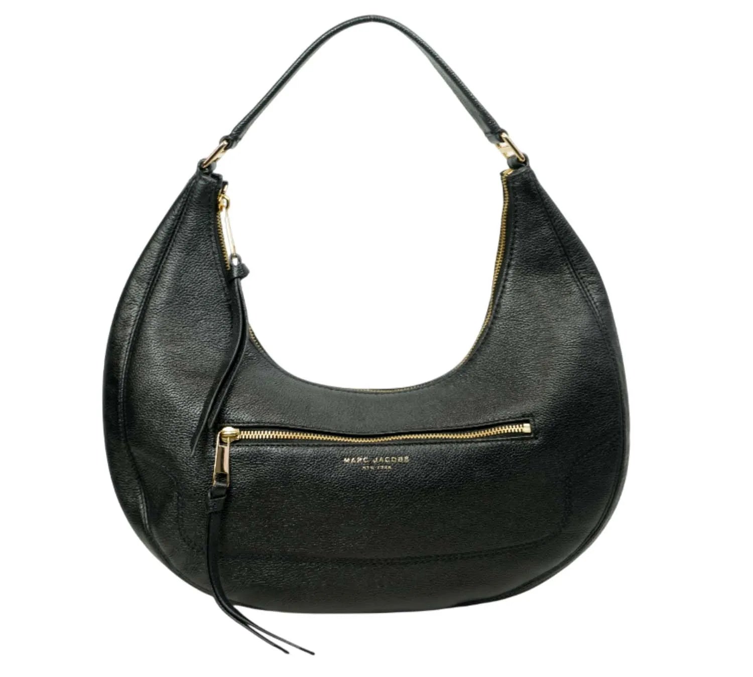 Marc Jacobs black crescent hobo bag in smooth leather with slouchy silhouette