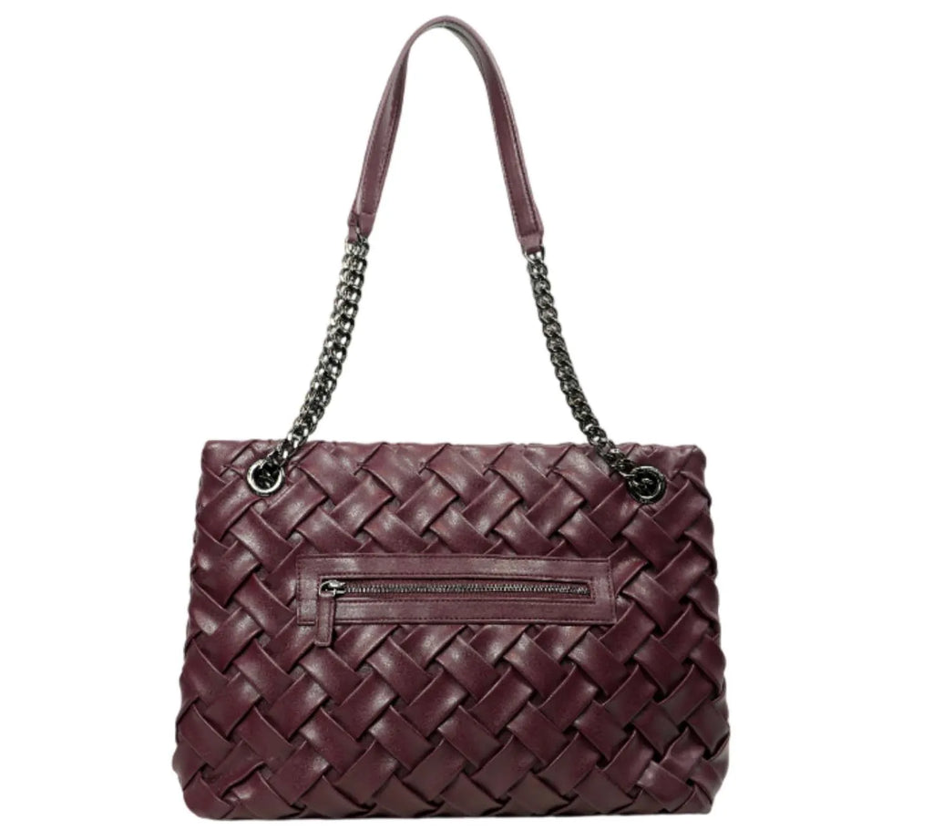 trending Karl Lagerfeld woven tote bag in deep wine shade with premium design