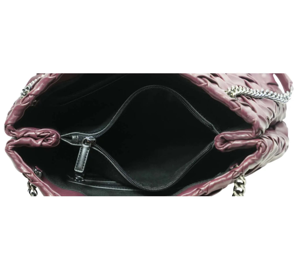 authentic Karl Lagerfeld woven tote bag Windsor wine color for sale luxury handbag