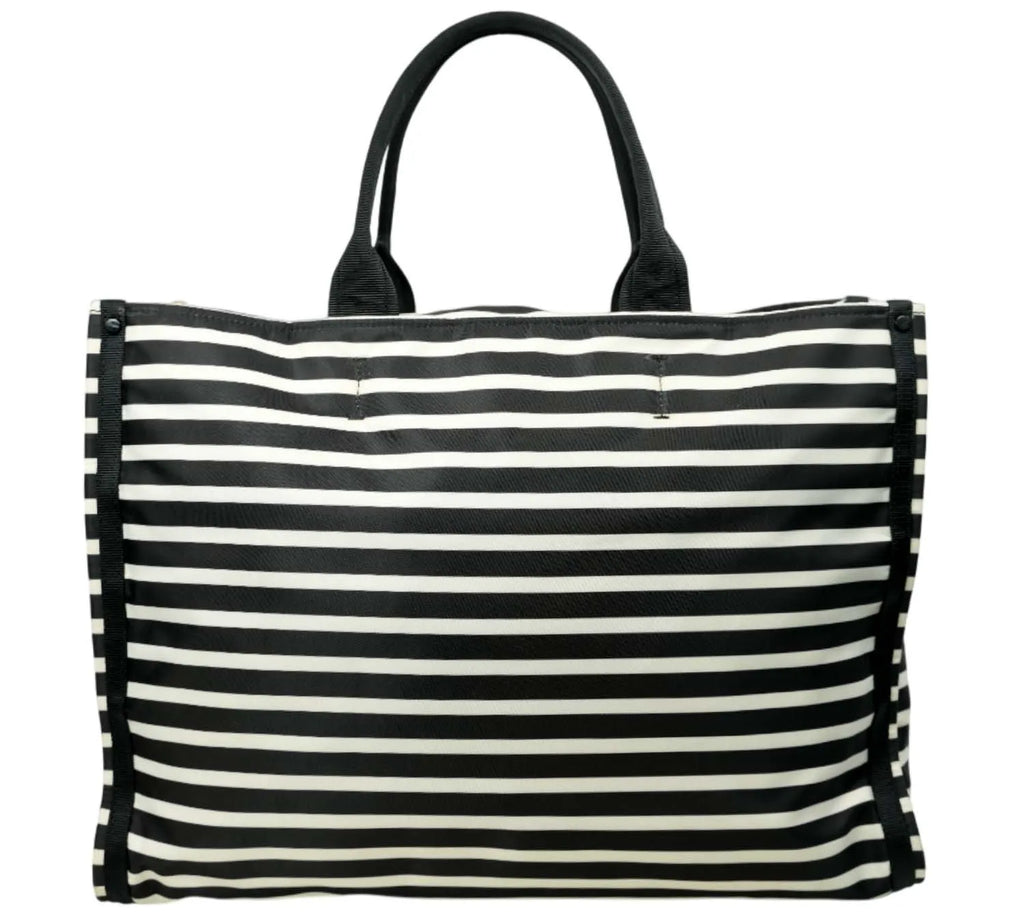minimal striped Kate Spade tote bag with clean lines and structured silhouette