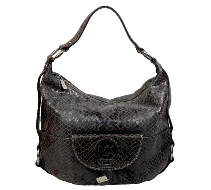 Python Embossed Fulton Hobo Shoulder Bag