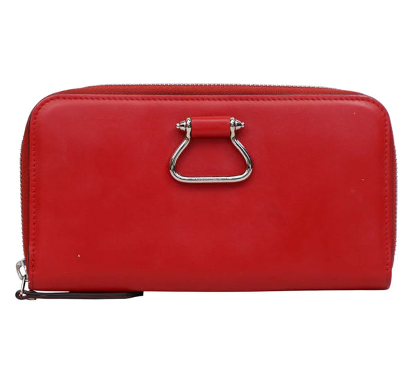 Red Leather Zip-Around Wallet