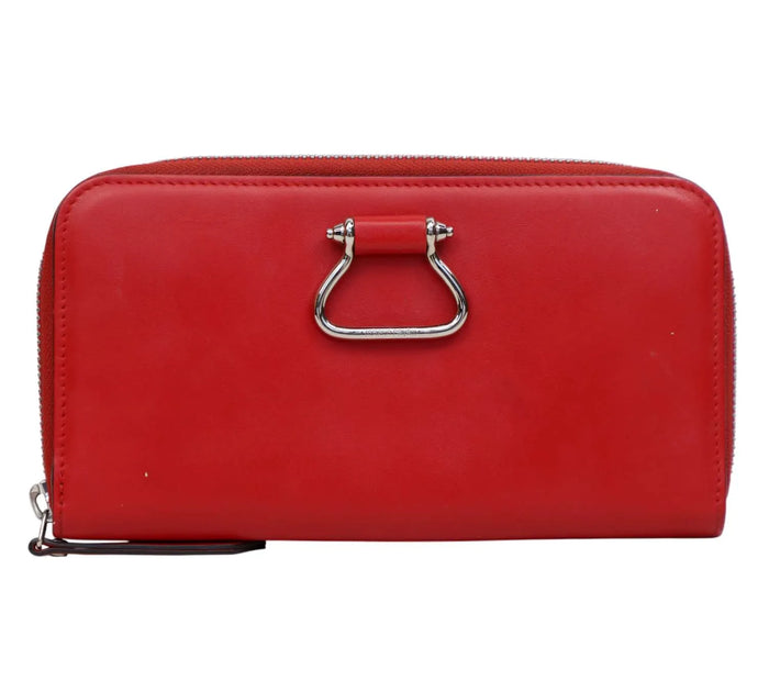 Red Leather Zip-Around Wallet