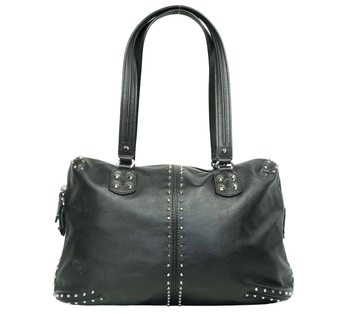 Black Astor Studded Leather Tote Bag