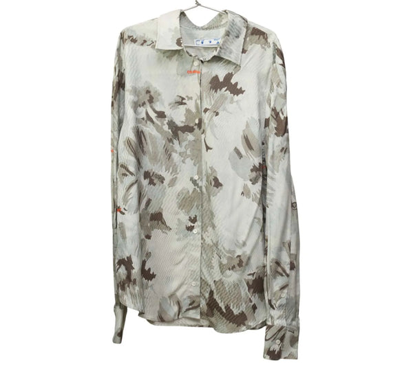 Brushstroke Print Textured Shirt Size - 40