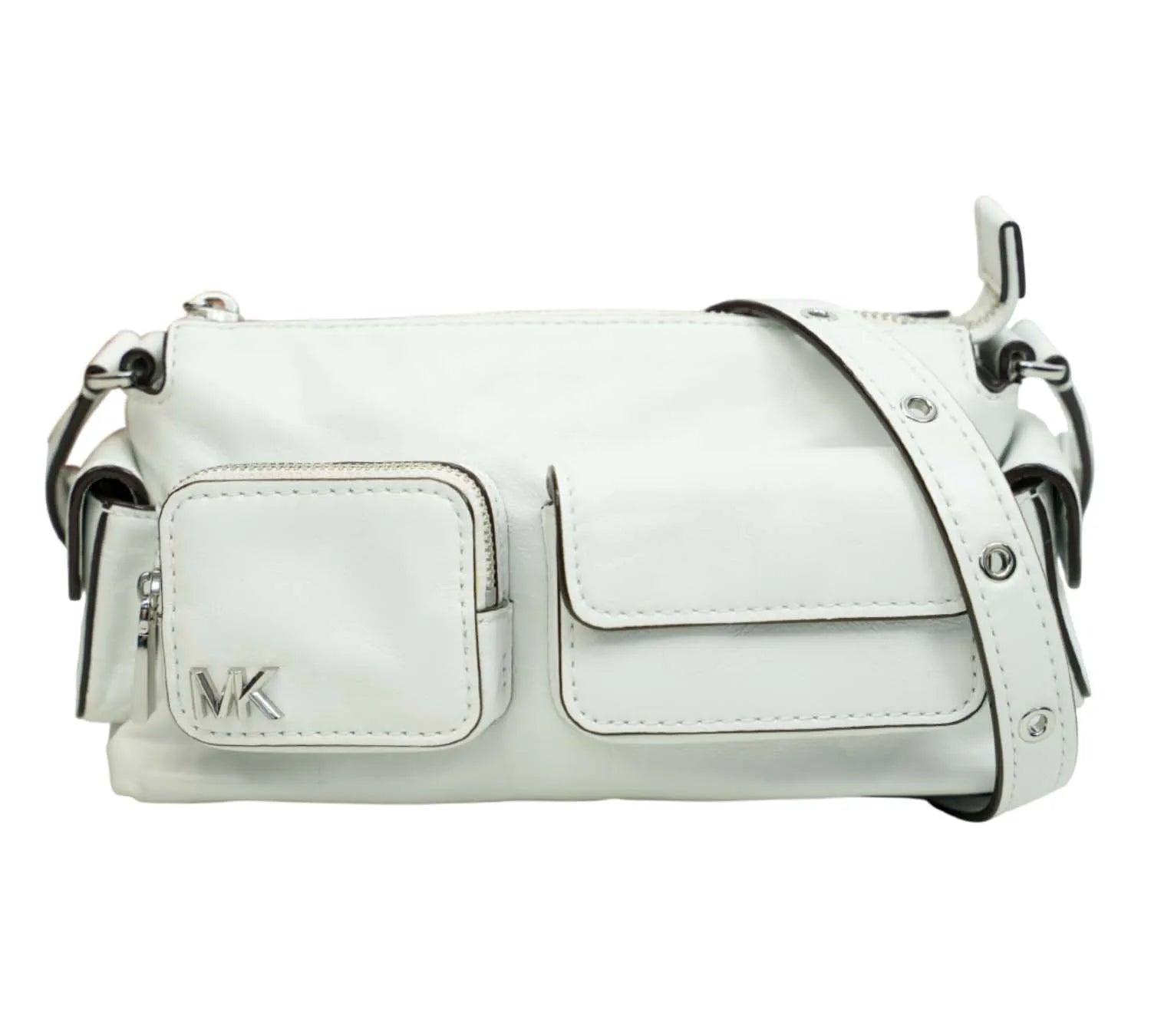 Optic White Dakota Small Leather Pocket Crossbody Bag – Luxury Designer Handbag for Women