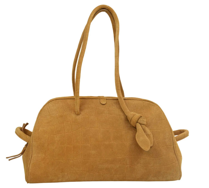 Camel Suede Le Turismo Bowler Bag