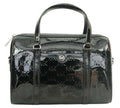 Jet Set Medium Black Patent Logo Debossed Duffel Satchel – Luxury Designer Handbag for Women