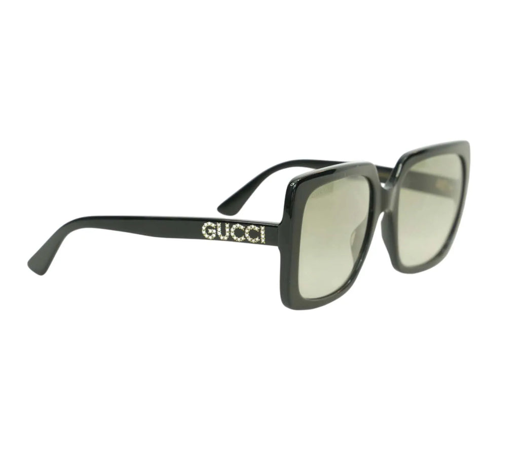Black Oversized Square Crystal Logo Sunglasses – Luxury Designer Fashion Eyewear for Women