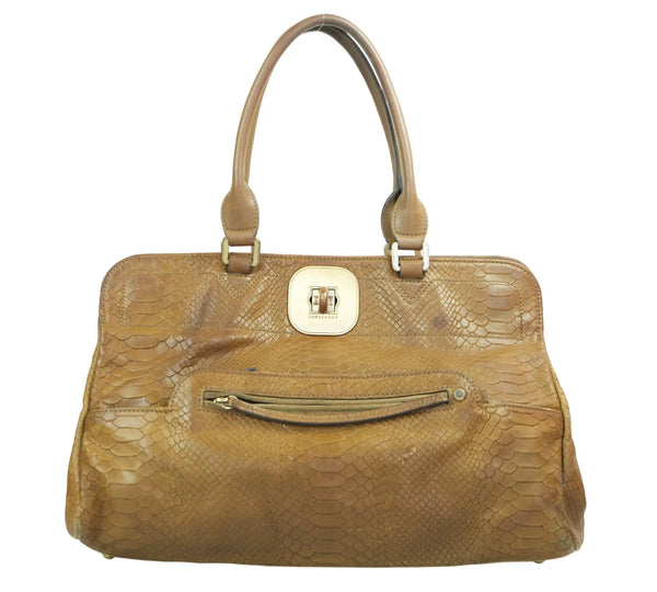 Gatsby Python-Embossed Leather Satchel