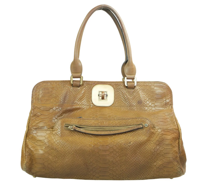 Gatsby Python-Embossed Leather Satchel