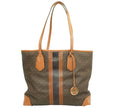 Brown Acorn Eva Large Logo Stripe Tote Bag luxury designer handbag with spacious everyday elegance