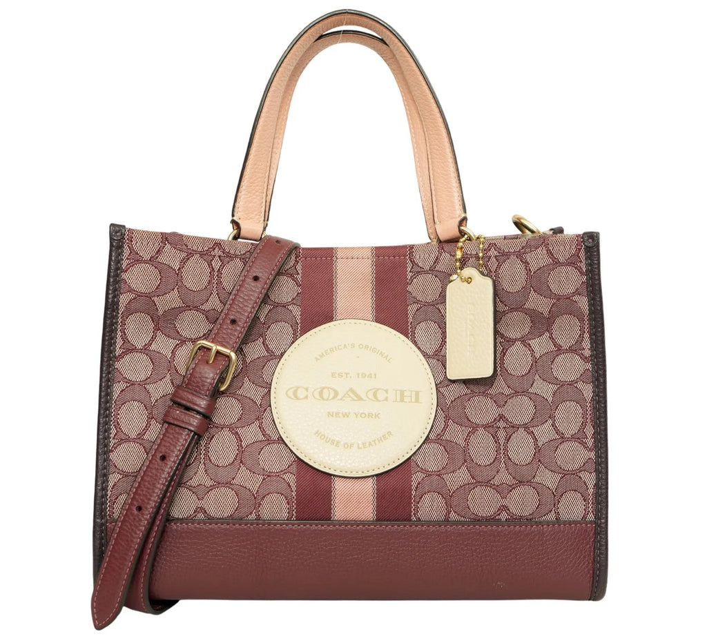 Wine Multi Dempsey Carryall Signature Tote luxury designer handbag with spacious elegant everyday style