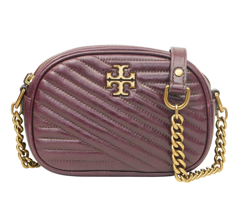 Burgundy Kira Chevron Small Camera Bag luxury designer crossbody purse with elegant quilted style