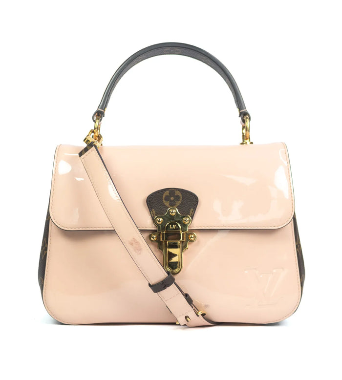 Rose Ballerine Vernis Leather and Monongarm Canvas Cherrywood PM Bag
